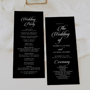 Classic Black and White Tea Length Wedding Program