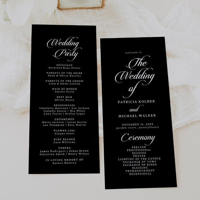 Classic Black and White Tea Length Wedding Program (Creator Uploaded)