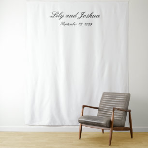 Classic Black and White Timeless Wedding Backdrop Tapestry