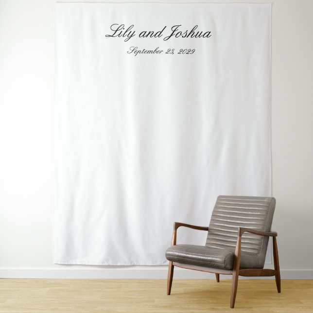 Classic Black and White Timeless Wedding Backdrop Tapestry (In Situ)