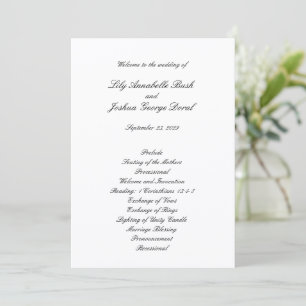 Classic Black and White Timeless Wedding Program