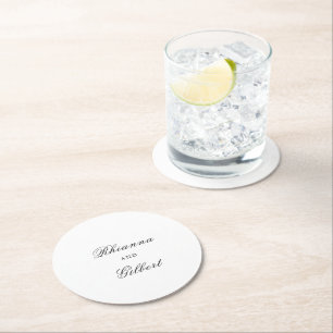Classic Black and White Timeless Wedding Round Paper Coaster