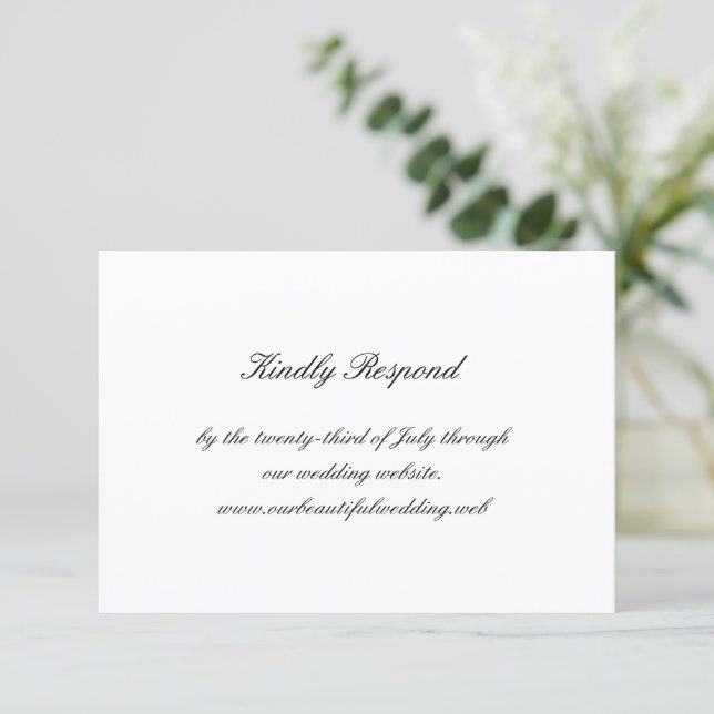 Classic Black and White Timeless Wedding RSVP Card (Standing Front)