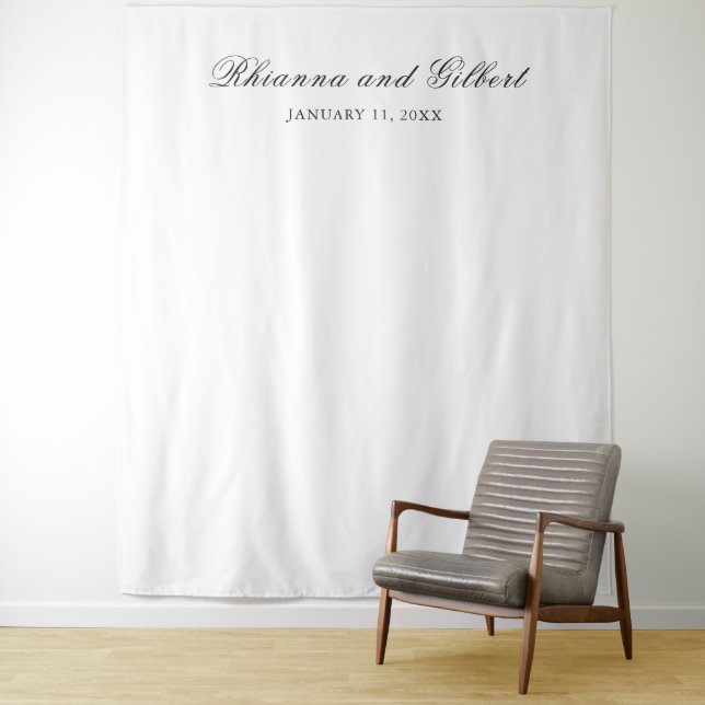 Classic Black and White Timeless Wedding Tapestry (In Situ)