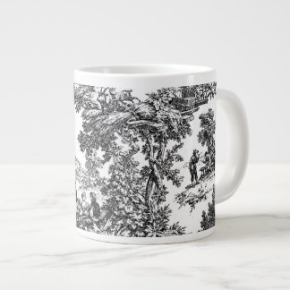 Classic Black and White Toile Large Coffee Mug