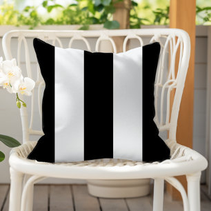 Classic Black and White Vertical Cabana Stripes Cushion