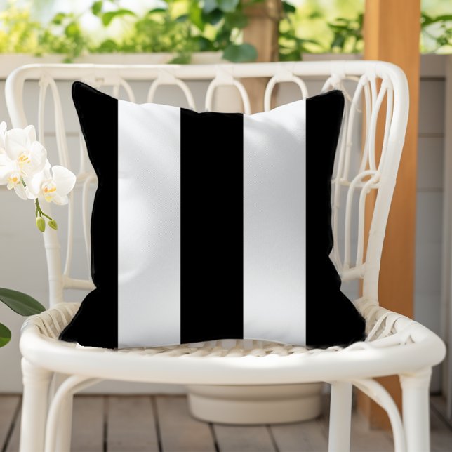 Classic Black and White Vertical Cabana Stripes Cushion (Creator Uploaded)