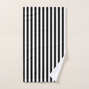 Classic Black and White Vertical Stripes Bath Towel Set