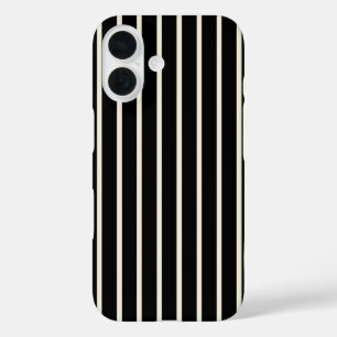 Classic Black and White Vertical Stripes Pattern iPhone 16 Case