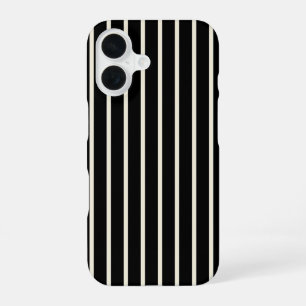 Classic Black and White Vertical Stripes Pattern iPhone 16 Case
