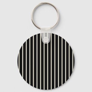 Classic Black and White Vertical Stripes Pattern Key Ring