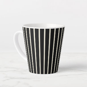 Classic Black and White Vertical Stripes Pattern Latte Mug
