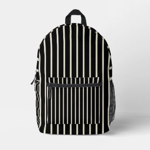 Classic Black and White Vertical Stripes Pattern Printed Backpack