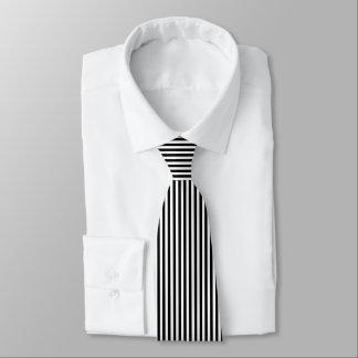 Classic Black and White Vertical Stripes Tie
