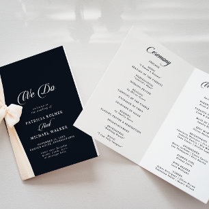 Classic Black and White We Do Folded Wedding Program