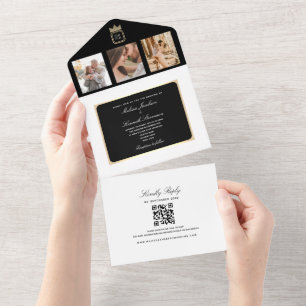 Classic Black and White Wedding All In One Invitation