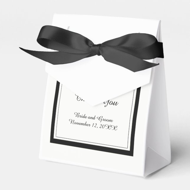 Classic Black and White Wedding Favour Box (Front Side)