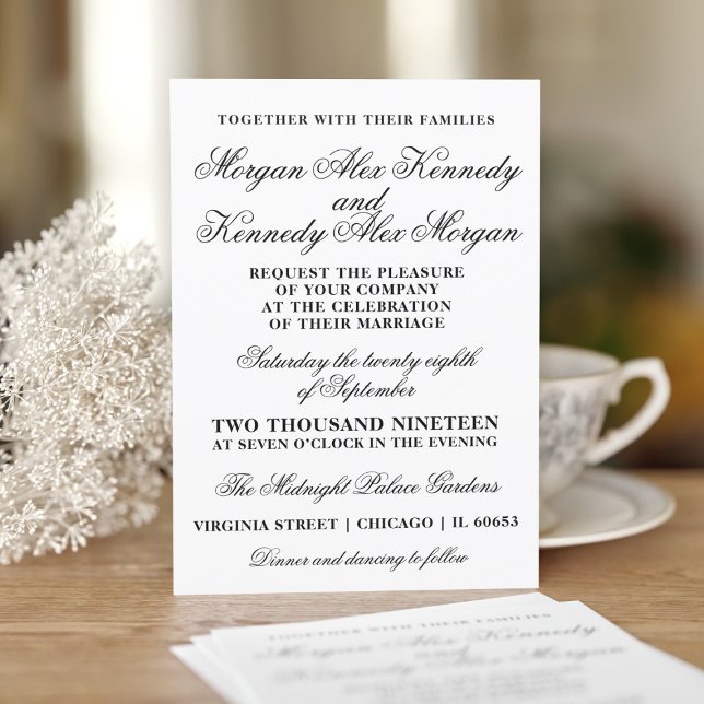 Classic Black and White Wedding Invitation (A classic wedding invitation waiting for you to add your wedding celebration details. )