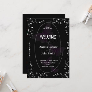 Classic black and white wedding invitation caard