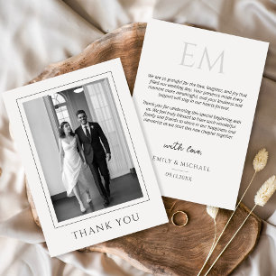 Classic Black and White Wedding Photo Thank You Card