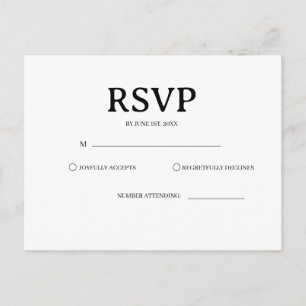 Classic Black and White Wedding Rsvp Card