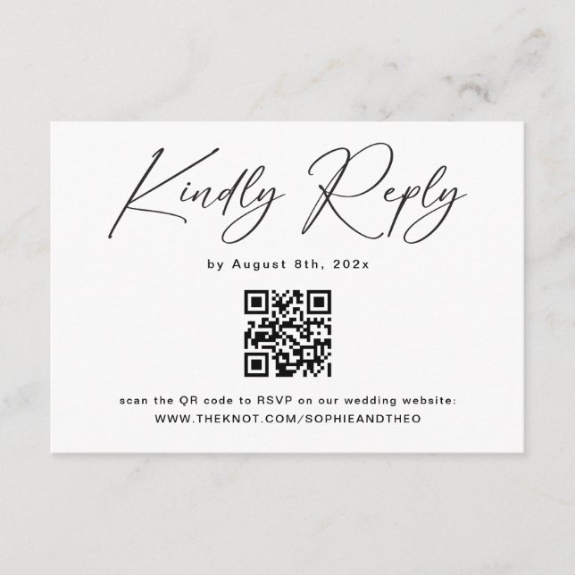 Classic Black and White Wedding RSVP  Enclosure Card (Front)