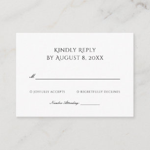 Classic Black and White Wedding RSVP Enclosure Card