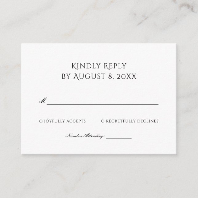 Classic Black and White Wedding RSVP Enclosure Card (Front)