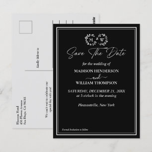 Classic Black and White Wedding Save The Date  Postcard