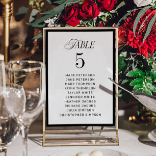 Classic Black and White Wedding Seating Chart Table Number