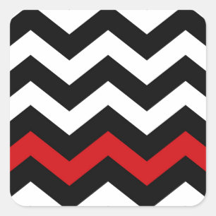 Classic Black and White Zigzag With Red Square Sticker