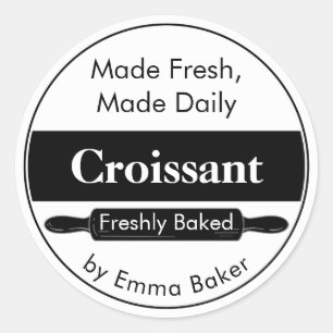 Classic Black Bakery Croissant Label Sticker