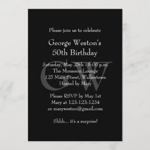 Classic Black Birthday Invitation
