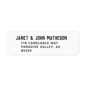 Classic Black Block Letter Writing Return Address Label