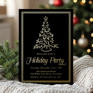 Classic Black Border Christmas Tree Holiday Party