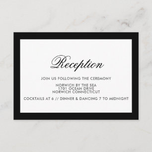 Classic Black Border Formal Wedding Reception Card