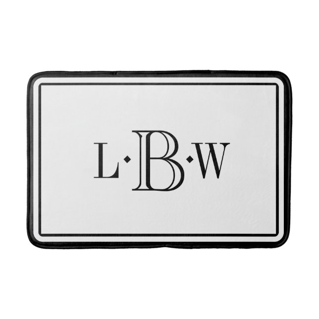 Classic Black Border Monogrammed Bath Mat (Front)