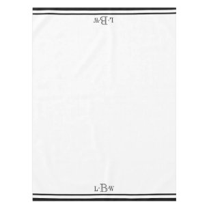 Classic Black Border Monogrammed Tablecloth