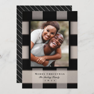 Classic Black Buffalo Plaid Photo Holiday Card