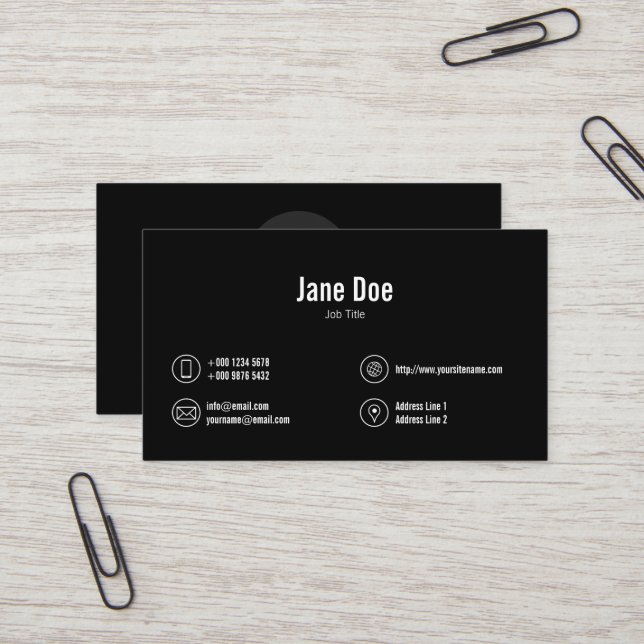 Classic Black Business Icons Logo Card (Front/Back In Situ)
