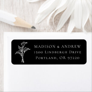 Classic Black Calla Lily Wedding Return Address Label