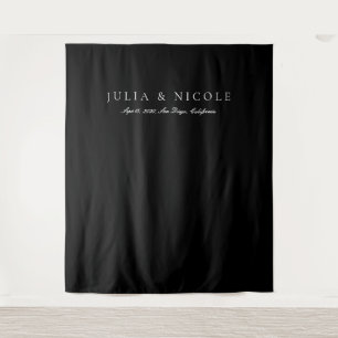 Classic Black Calligraphy Wedding Backdrops Banner Tapestry