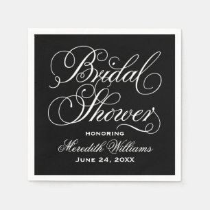 Classic Black Calligraphy Wedding Bridal Shower Napkin