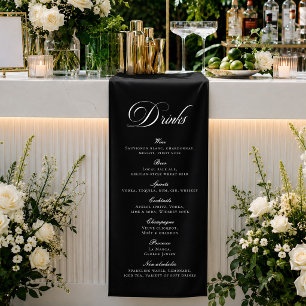 Classic Black Calligraphy Wedding Drinks Bar Menu Banner