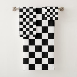 Classic black checkerboard bath towel set