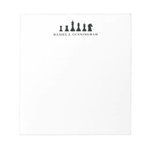 Classic Black Chess Game Pieces Monogram Notepad