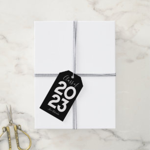 Classic black class of 2023 Graduation party Gift Tags