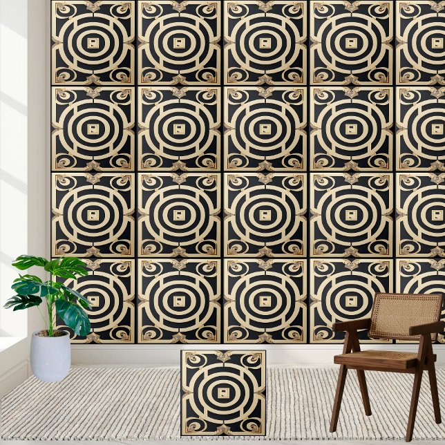 Classic Black Cream White Greek Design Wall Floor  Ceramic Tile (Creator Uploaded)