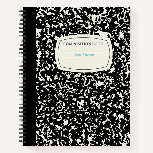 Classic Black Customisable Composition  Notebook (Front)