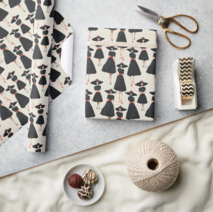 Classic Black Dress Couture Fashion Pattern Wrapping Paper